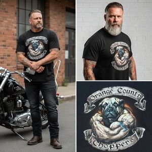 Vintage Orange County Choppers Bulldog Motorcycle Graphic Shirt Big Tall Men 5XL